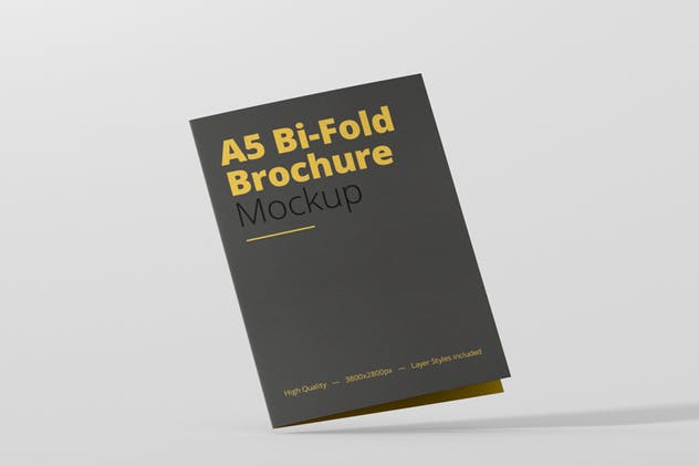A5双折小册子传单样机模板 A5 Bi-Fold Brochure Mock-Up插图(2)