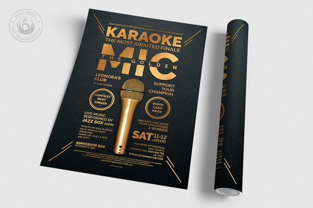 卡拉OK音乐会海报传单设计模板V8 Karaoke Flyer Template V8插图(2)