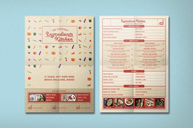 简约厨房菜单食物清单设计PSD模板 Simple Kitchen Menu Card插图(2)