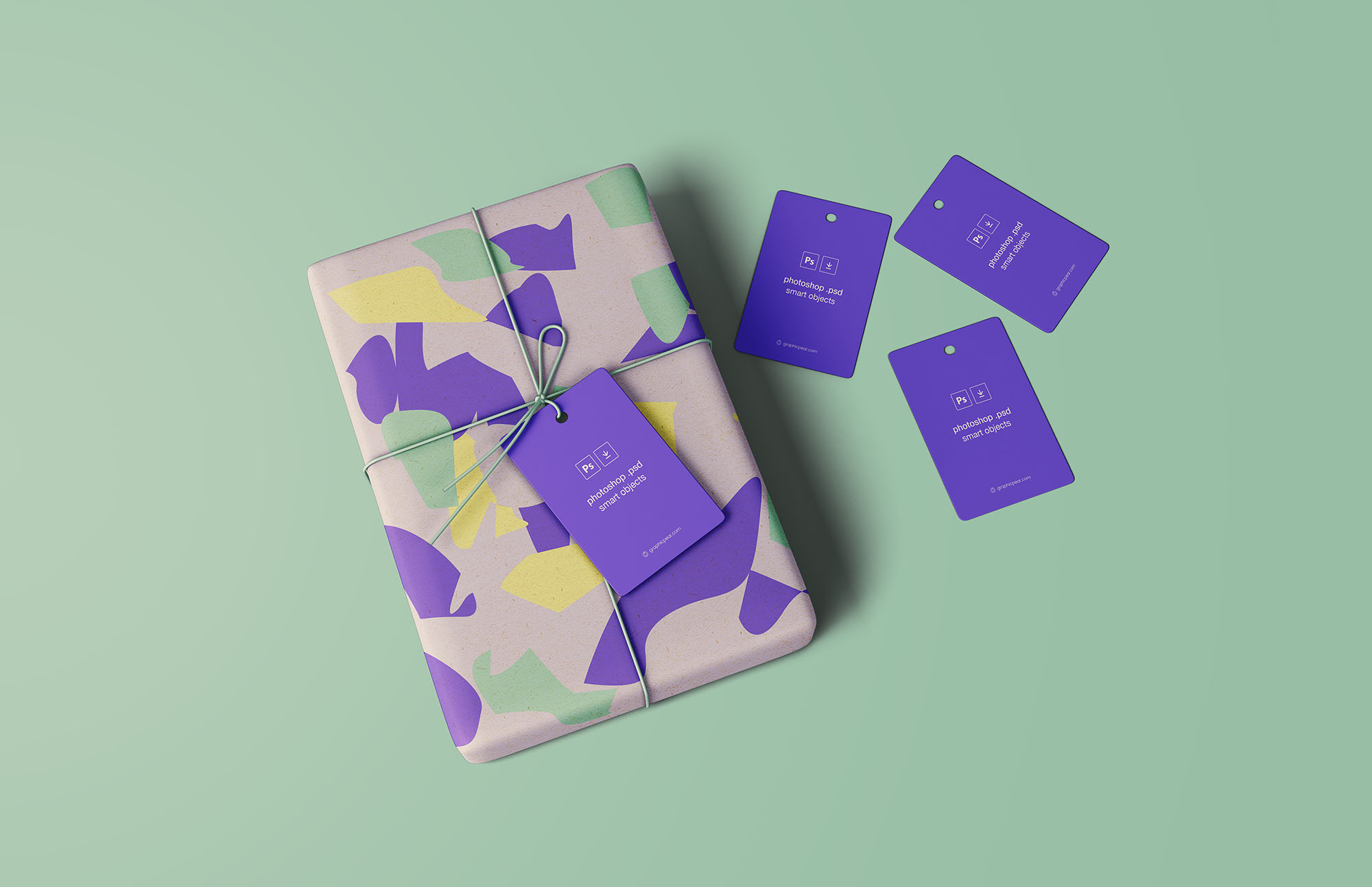 礼品包装设计效果图样机 Wrapped Gift Mockup插图