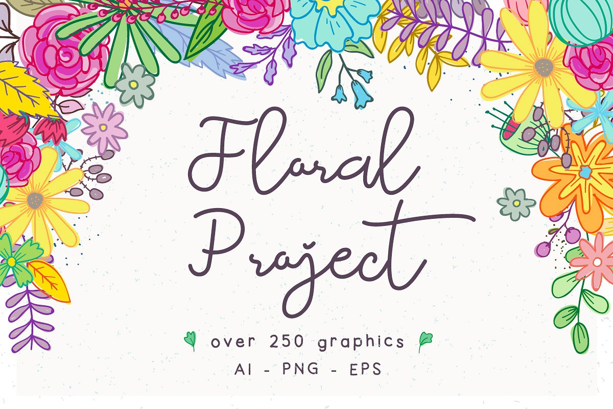 设计素材盛宴：98款字体+520个独立矢量图形+270款花卉元素 FontGrap – Font & Graphic Bundle插图(6)