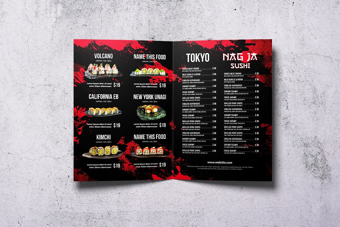 名古屋寿司日式料理菜单设计模板合集 Nagoya Sushi Japanese Food Menu Bundle插图(2)