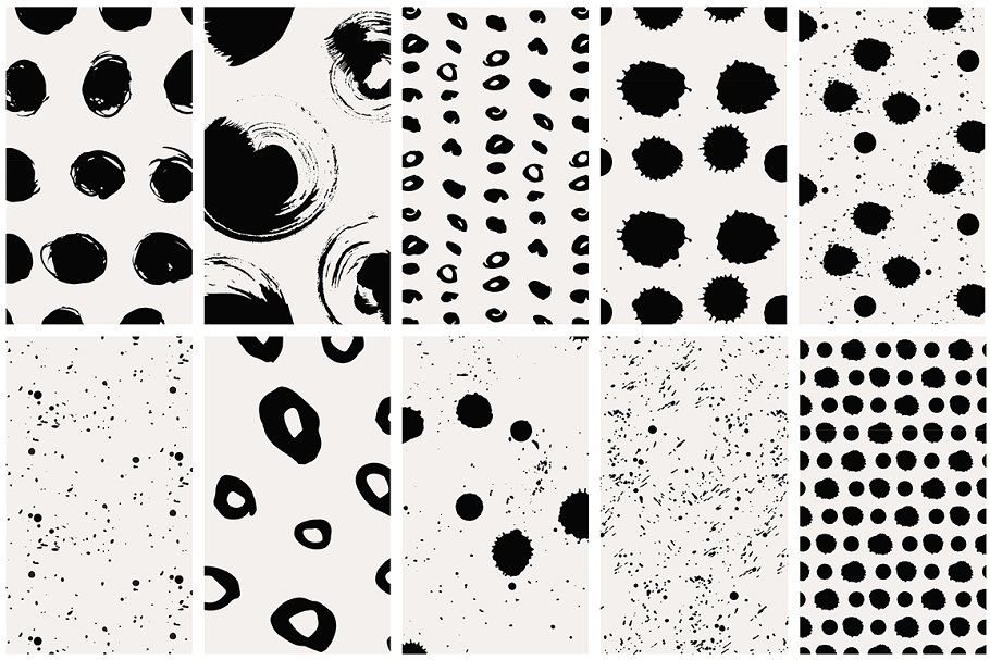 黑白圆点无缝纹理 Black & White Dots Seamless Patterns插图(7)