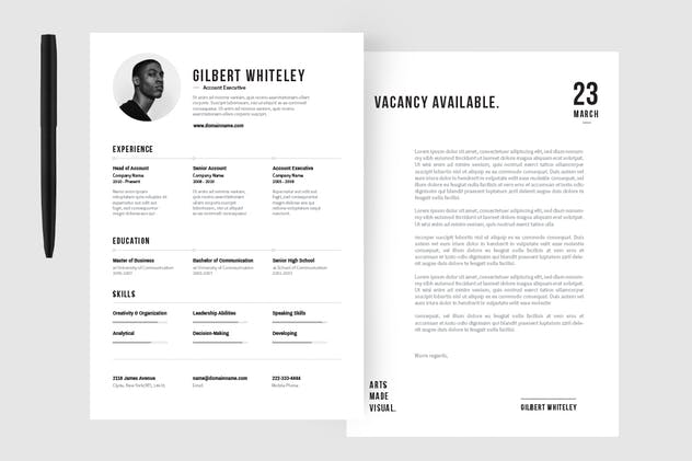 极简创意个人简历设计模板 Creative Resume & CV Template插图(3)