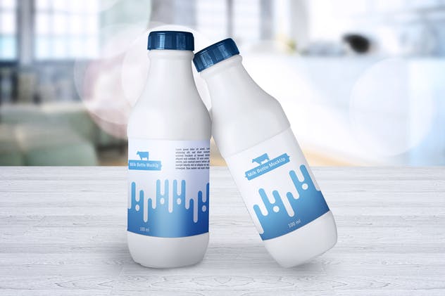 白色乳制品塑料瓶样机 Milk Bottle V.1插图(4)