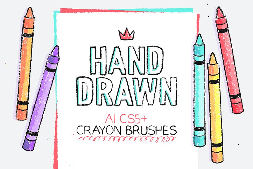134种不同纹理和压力笔触蜡笔 Illustrator 笔刷 134 Illustrator Crayon Brushes插图