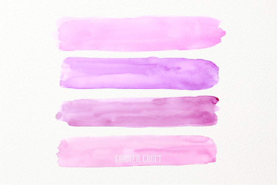 水彩紫色薄雾画笔笔刷 Watercolor Brush Strokes Purple Haze插图(1)