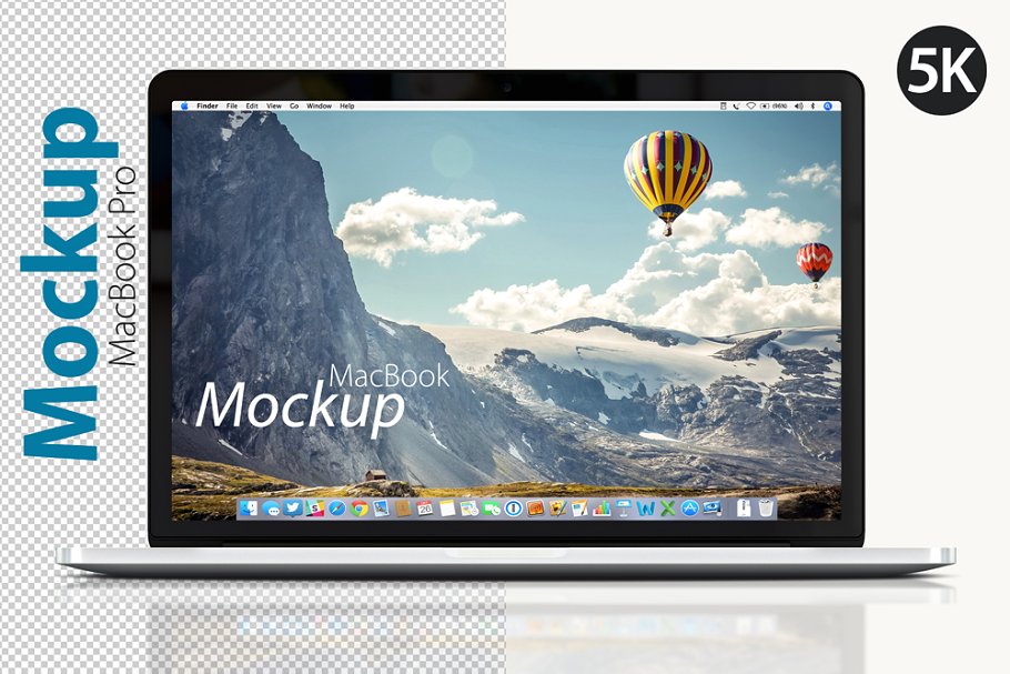 苹果笔记本实物模板(正面) MacBook Pro Mockup (Front)插图