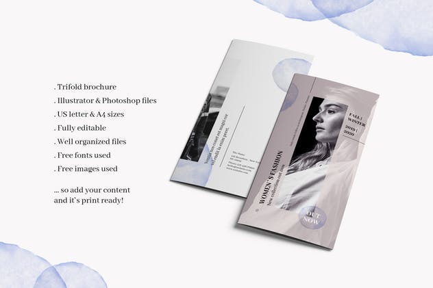 三折页时尚品牌宣传册PSD模板 Trifold fashion brochure插图(1)