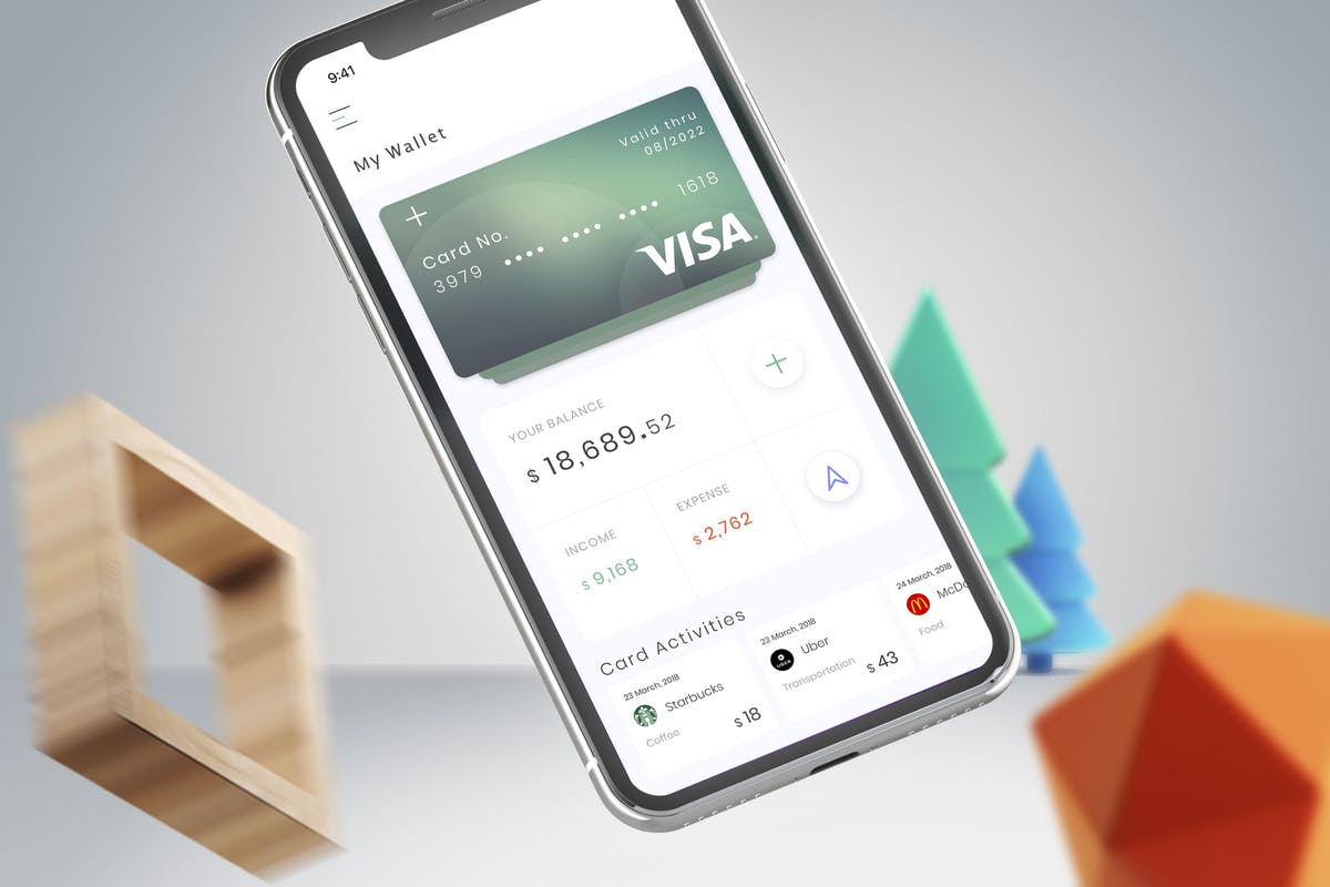 电子钱包APP应用银行卡管理界面模板 Wallet Card Mobile Ui – B插图