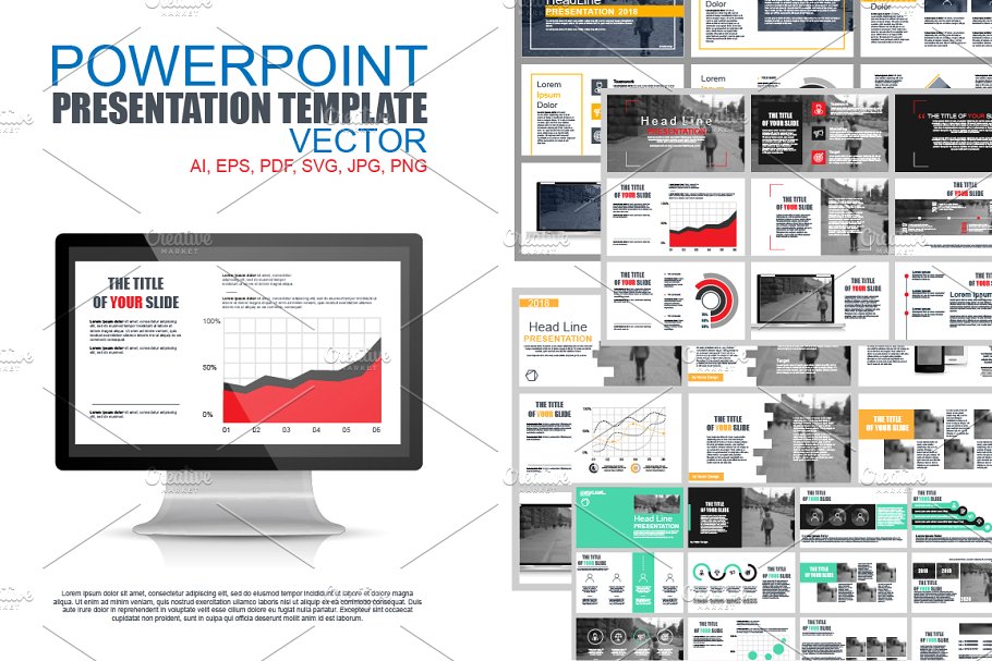 白色背景信息图表数据类幻灯片设计素材 Powerpoint Slide Templates插图