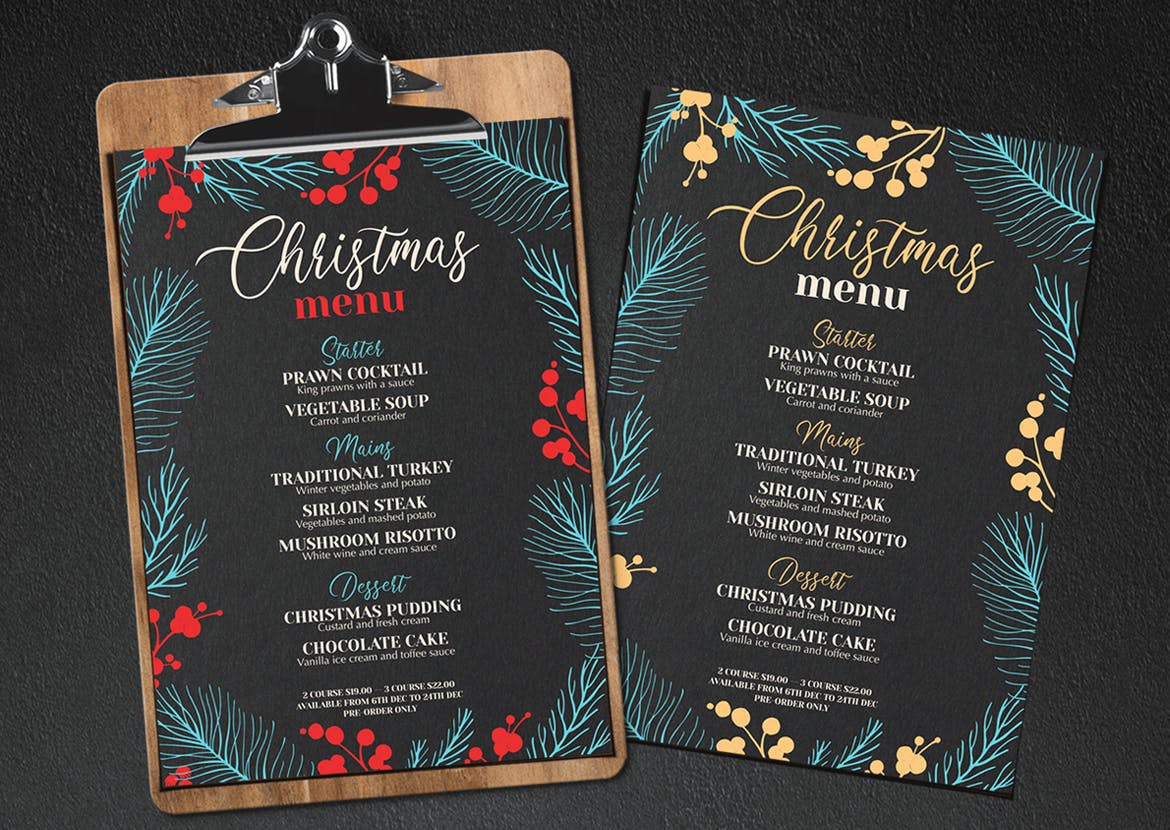 新年圣诞晚餐派对菜单宣传单DM海报设计模板插图(2)