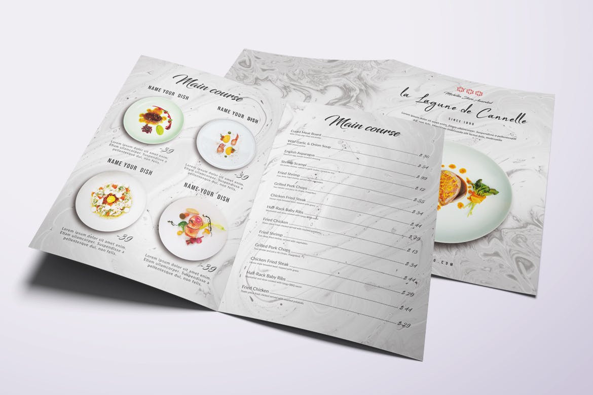 极简优雅设计风格西餐厅菜单设计模板 Minimal Elegant Food Menu Bundle插图(1)