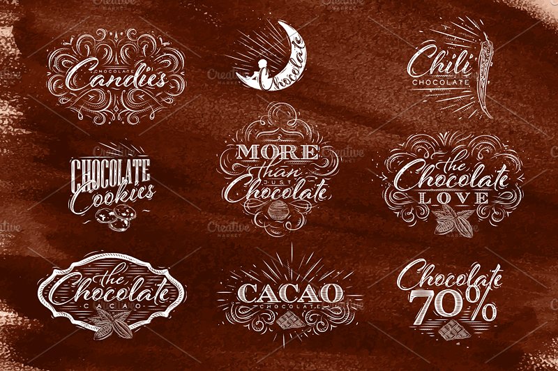 复古巧克力标签插画 Chocolate Set插图(3)