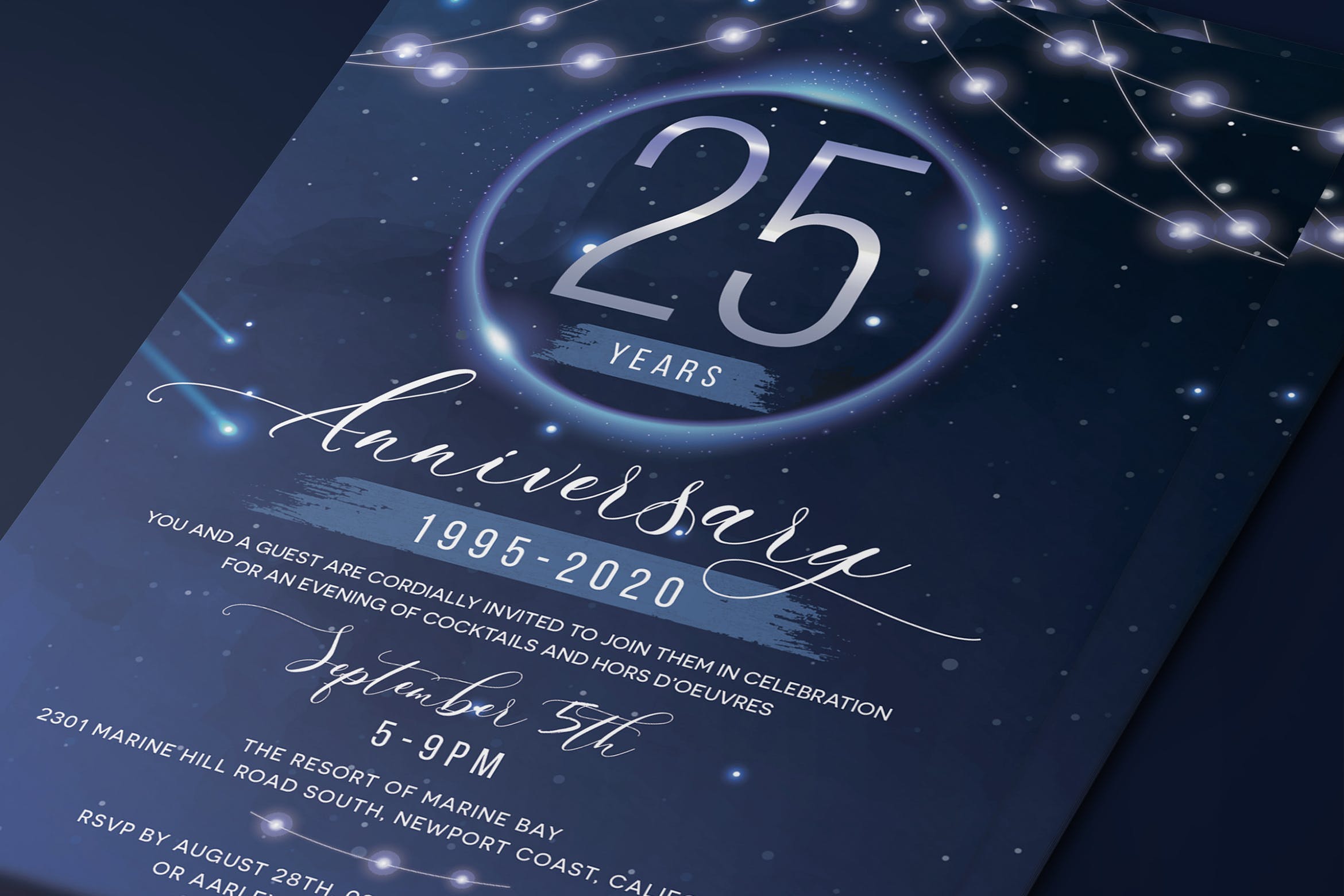 周年晚会邀请海报传单设计模板 Stars Anniversary Invitation插图