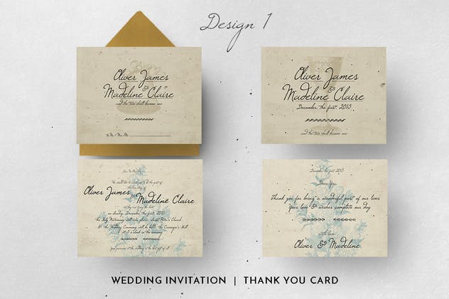 复古设计风格浪漫情书婚礼邀请函设计素材套装 Love Letter Wedding Invitation插图(4)