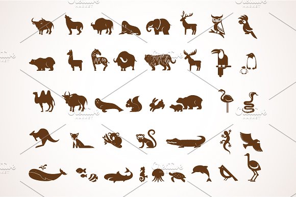 40种动物矢量图标 Animals – set of 40 icons插图(1)