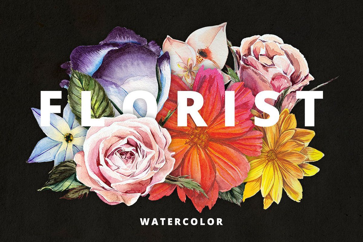 高品质水彩花卉插画合集 Florist: Watercolor Flowers Set插图