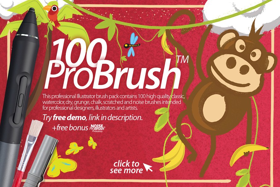 300+模拟各类画笔笔画AI笔刷 300+ Illustrator Brushes插图(1)