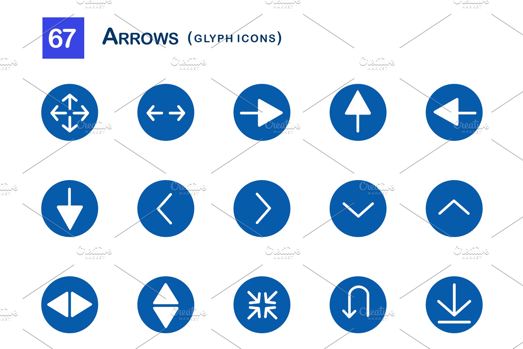 67个箭头字形图标 67 Arrows Glyph Icons插图(1)