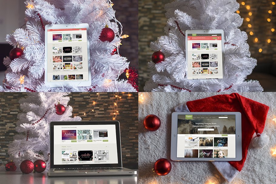 8款圣诞节主题&iPad样机模板 8 Christmas Mac & Ipad Mock-ups插图(1)