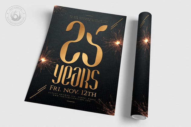 高端奢华企业周年庆活动海报设计模板 Birthday Anniversary Flyer Template插图(2)