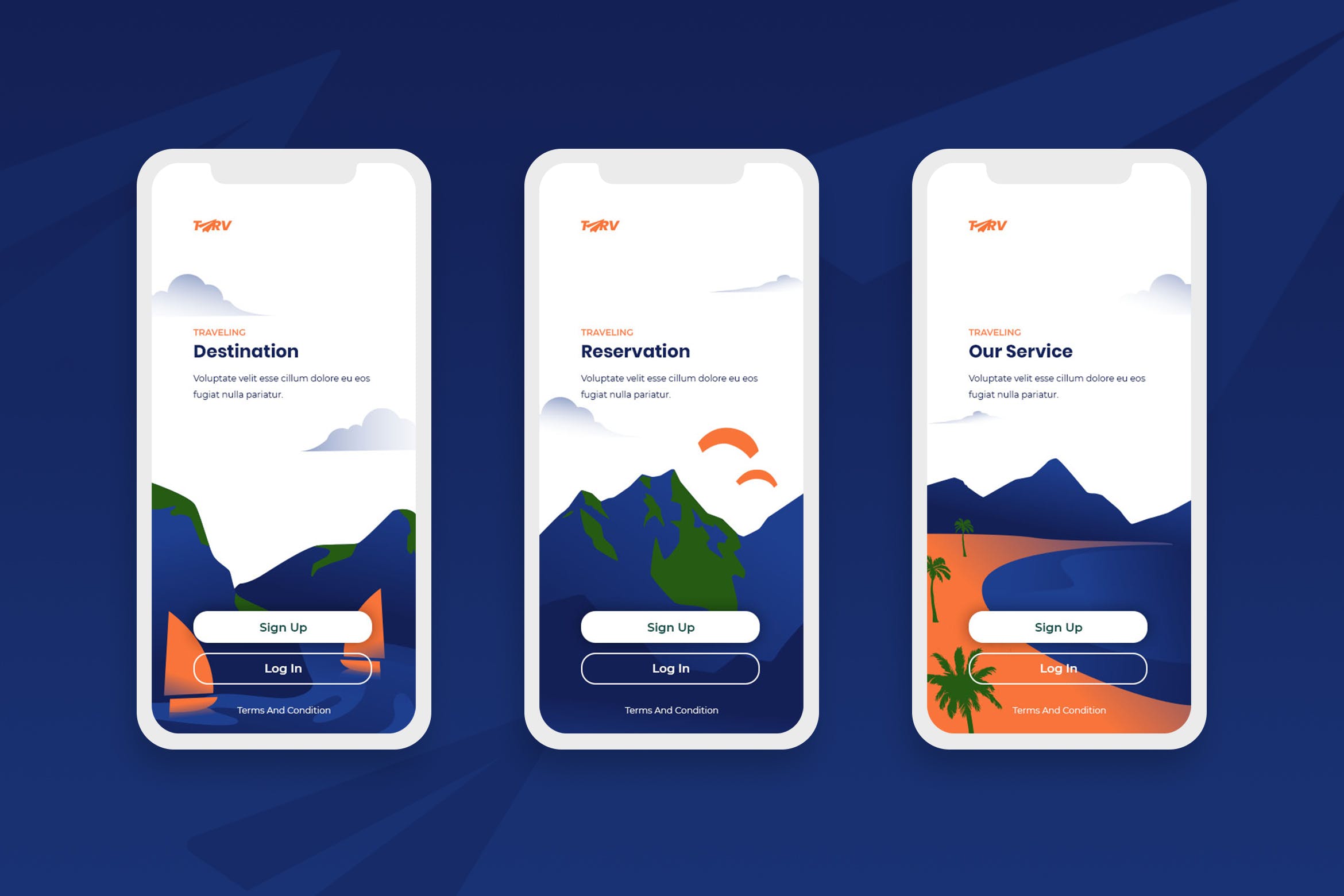 旅行旅游主题APP注册登录界面设计模板 Onboarding Screens Mobile App插图