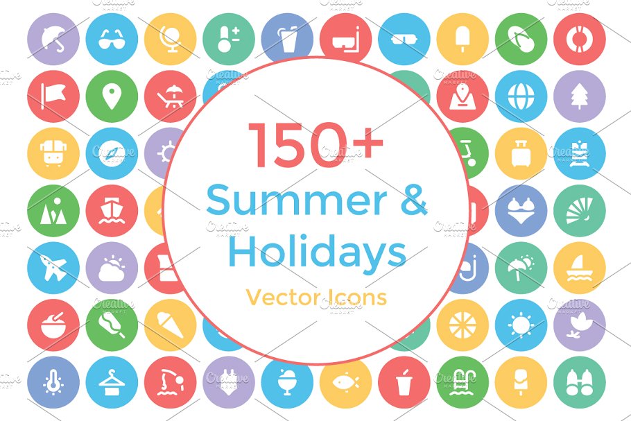 150+枚夏日＆假日旅行主题图标下载 150+ Summer and Holidays Icons插图