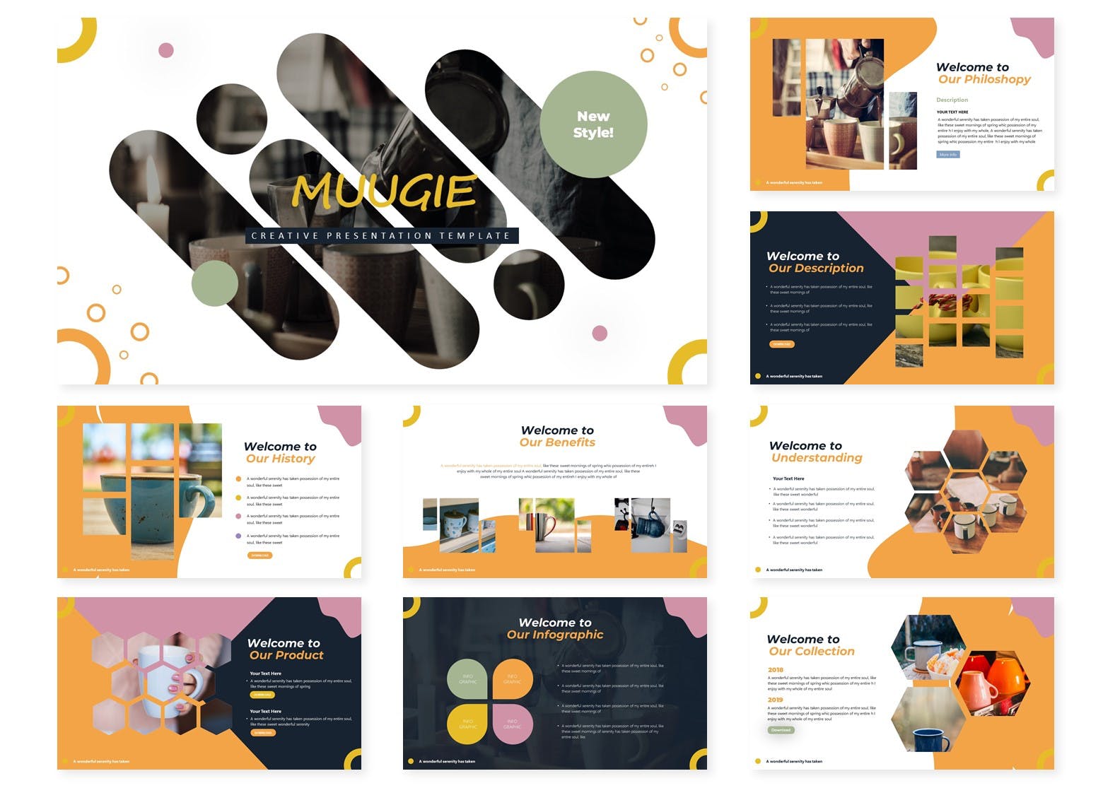 咖啡/咖啡厅品牌宣传&咖啡培训课程PPT幻灯片模板 Muugie | Powerpoint Template插图(1)