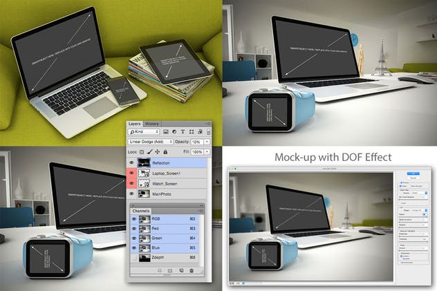 苹果笔记本电脑样机展示模板 Laptop Mockup – 7 Poses插图(2)