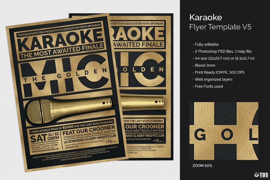 卡拉OK活动派对传单PSD模板v5 Karaoke Flyer PSD V5插图