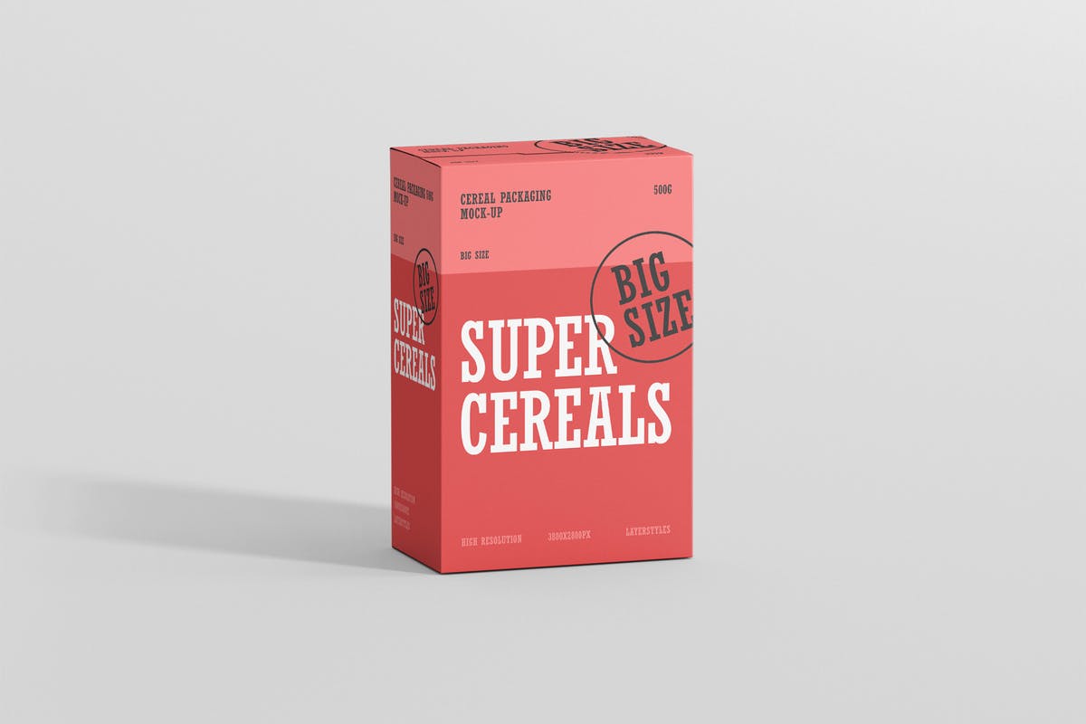 营养谷物食品包装大尺寸盒子样机 Cereals Box Mockup – Big Size插图