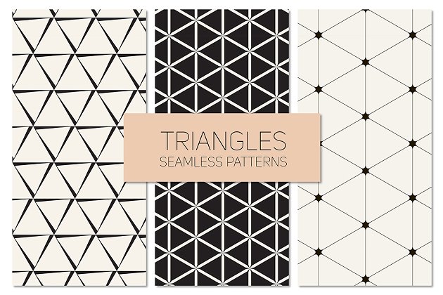 三角形图形无缝图案纹理 Triangles. Seamless Patterns Set 10插图