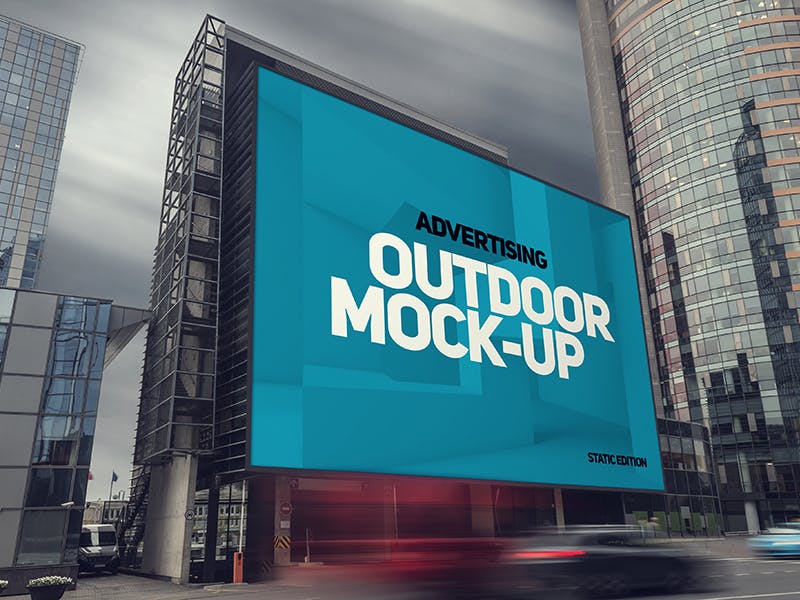 楼体大型灯箱/视频广告牌效果样机模板 Animated Outdoor Advertising Mockup插图(6)
