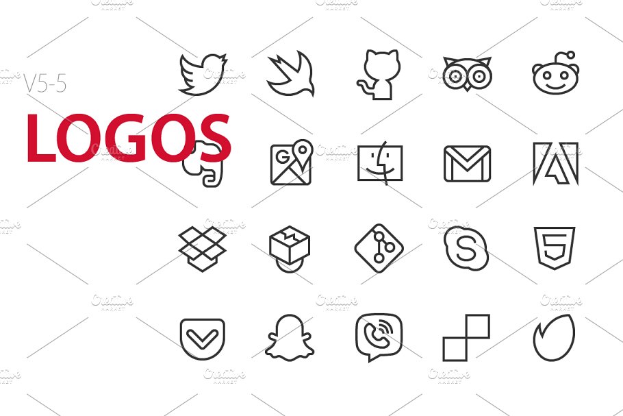 100款应用软件相关UI工具图标 100 Logos UI icons插图(4)