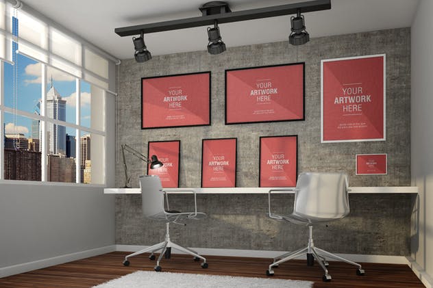 企业文化宣传企业办公场所画框样机 Design Office MockUp插图(10)