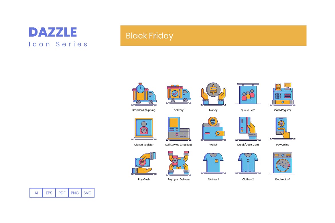 70枚黑色星期五购物主题矢量图标素材 70 Black Friday Icons | Dazzle Series插图(3)
