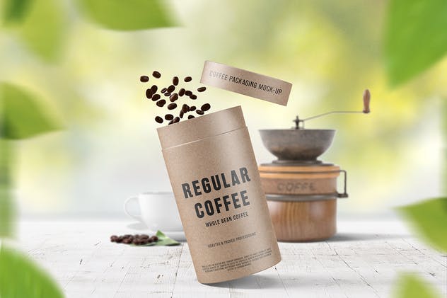 茶叶/咖啡豆纸筒外观包装样机模板 Paper Tube Coffee Package Mock Up插图(8)