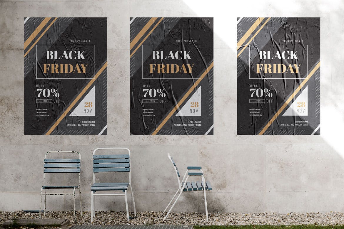 商务设计风格黒五打折活动海报传单设计模板 Black Friday 2018 Flyers插图(1)