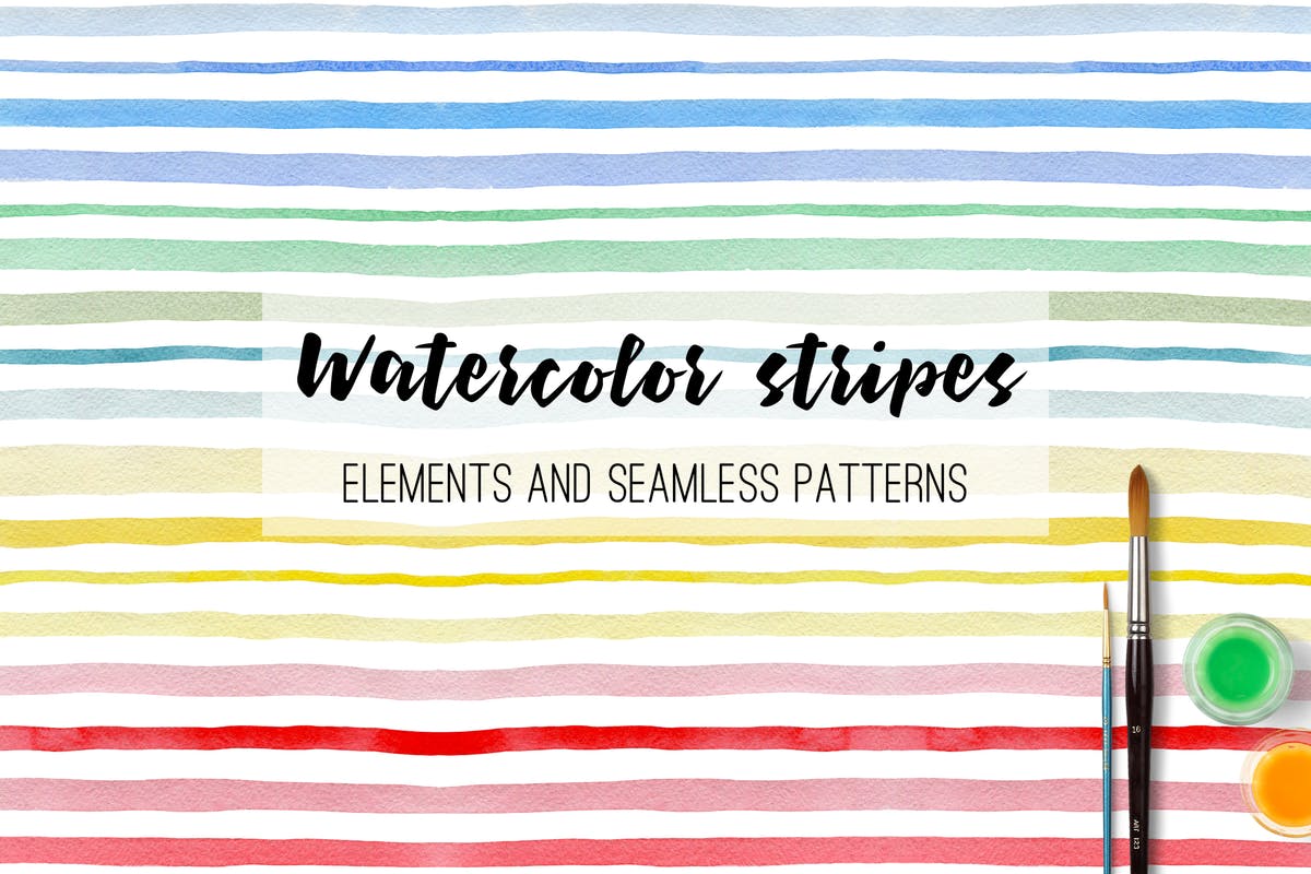 水彩条纹和图案纹理素材 Watercolor Stripes and Patterns插图