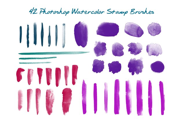 40+水彩图案印章纹理&PSD笔刷 The Watercolory Goodness Bundle插图(1)