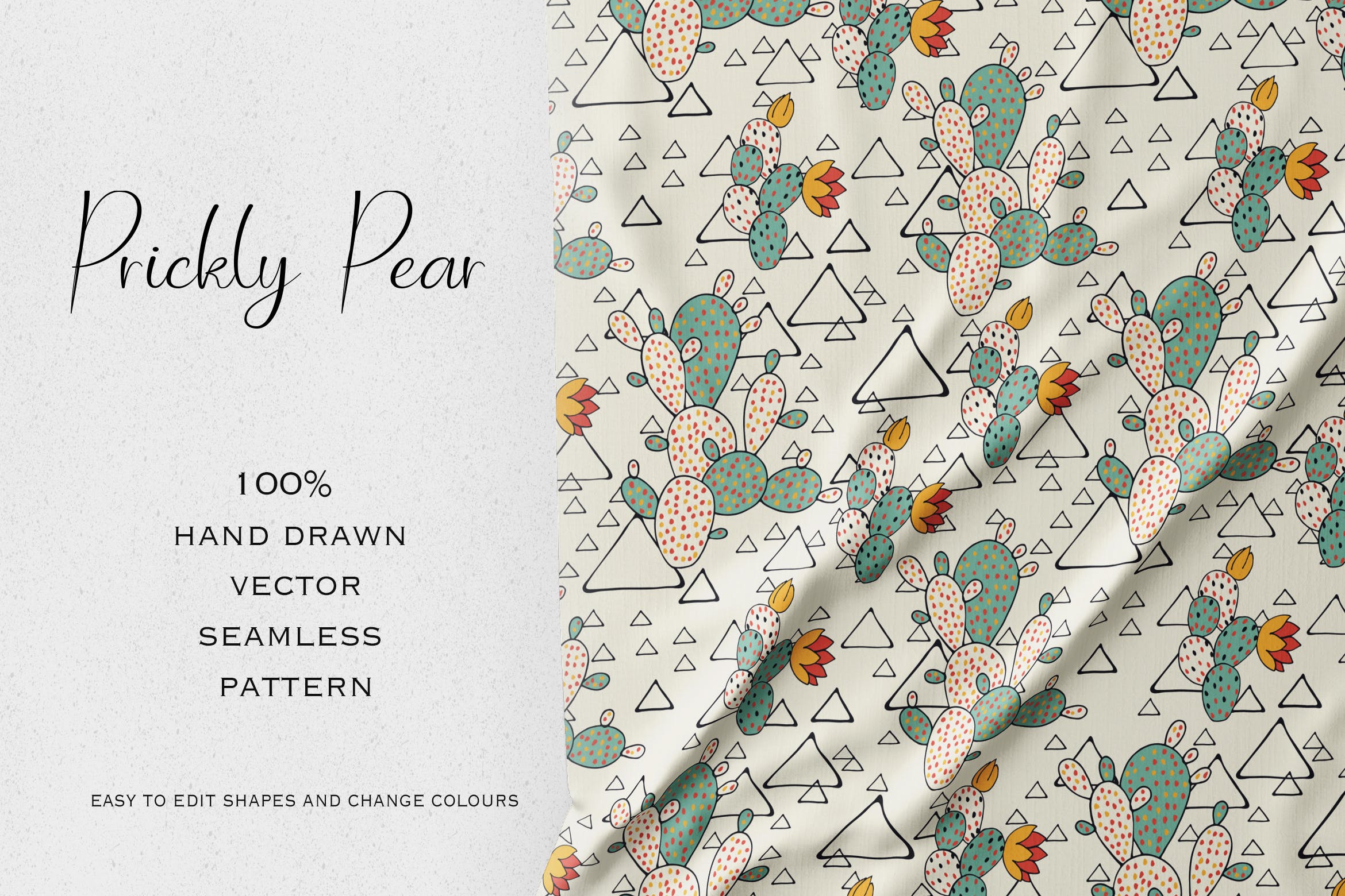 花梨手绘图案无缝贴图背景设计素材 Prickly Pear插图