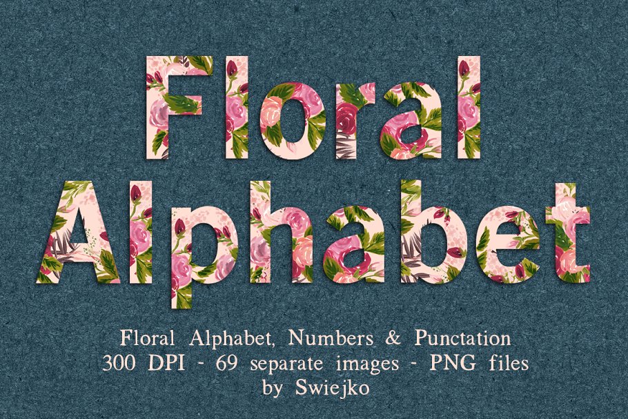 华丽的花卉字母剪贴画合集 Floral Alphabet clipart插图