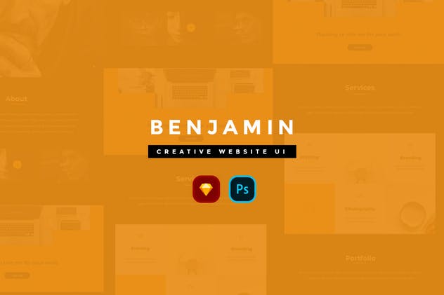 简约创意网站UI设计模板[PSD&Sketch] Benjamin Creative Website UI Kit插图(2)