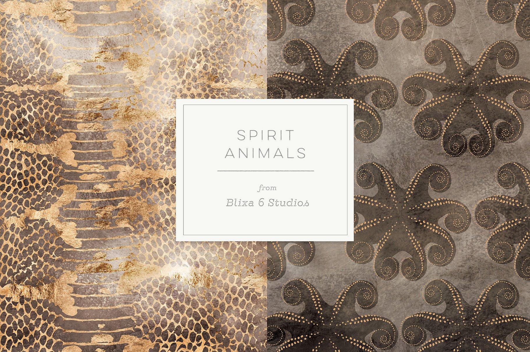 奢华金色动物皮肤纹理合集 Spirit Animals Golden Graphics插图(2)