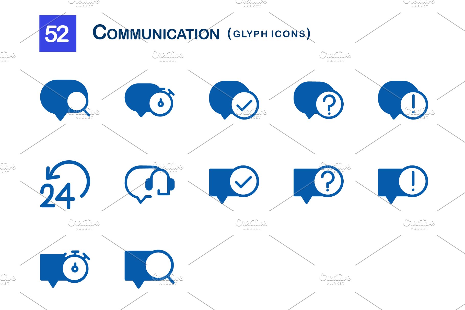 52个通信符号图标 52 Communication Glyph Icons插图(3)