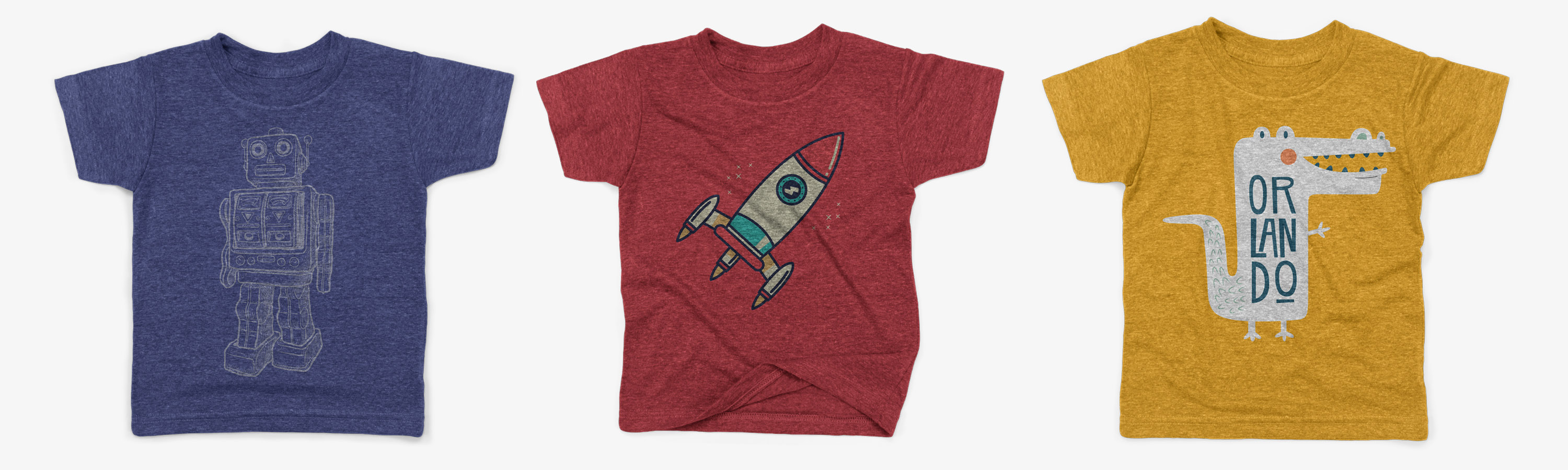 儿童T恤服装印花设计样机模板 Kids Triblend T-shirt Mockup Pack插图(2)