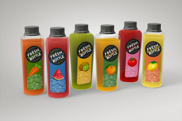 果汁瓶包装外观设计样机模板 Juice Bottle Set Packaging MockUp插图(2)