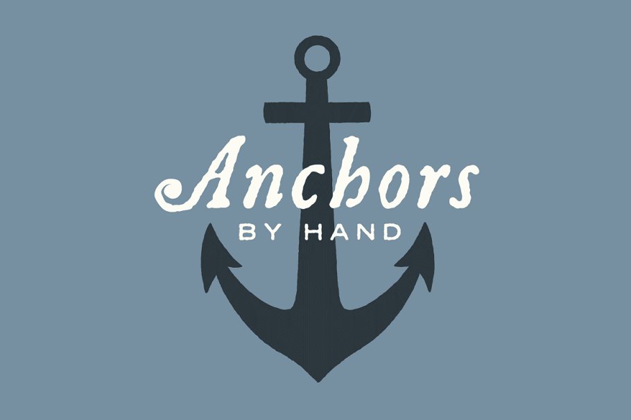 铅笔+墨水手绘船锚插画 Anchors & Rope – 3 Pack插图