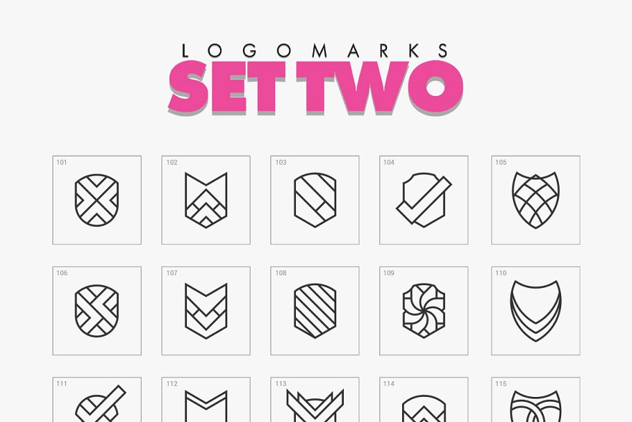 700个精简几何图案Logo模板  Minimal Geometric Logo Marks Bundle插图(4)